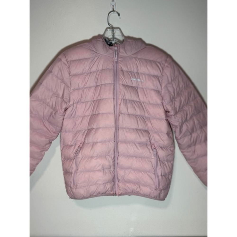 Eddie Bauer Pink Puffer Jacket‎ Hooded Zip Front Lightweight Full Zip Warm